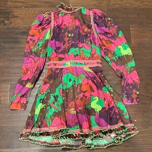 Celia b Pink and Green Floral Dress xs